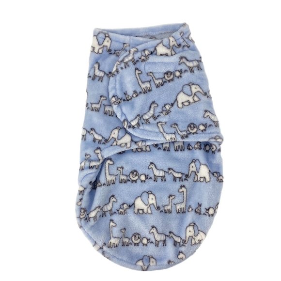ELEMENTS OF STYLE Baby Family of Animals Light Blue Wrap Swaddle - Picture 1 of 9